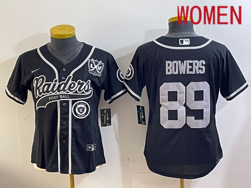 Women Oakland Raiders #89 Bowers Black Joint Name 2024 Nike Limited NFL Jersey style 4->women nfl jersey->Women Jersey